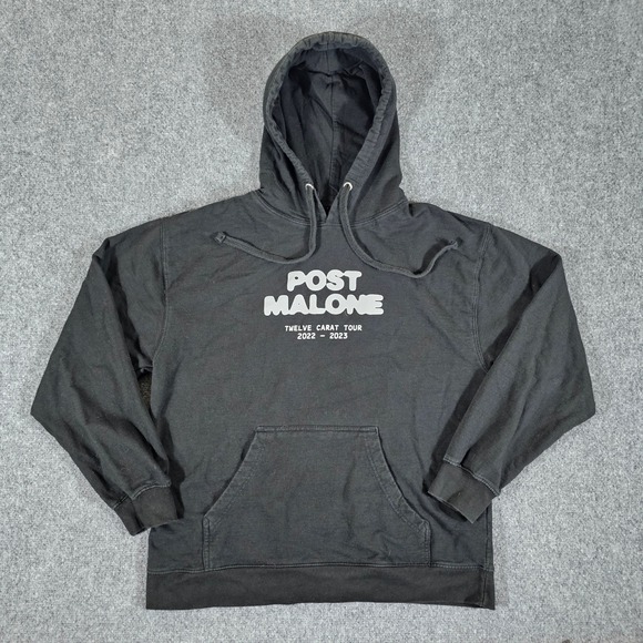 Post Malone Twelve Carat Tour 2022/23 Hoodie Pullover Sweatshirt Black Men's Med - Picture 1 of 6